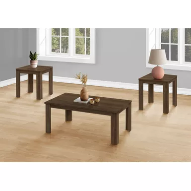 image of Table Set/ 3pcs Set/ Coffee/ End/ Side/ Accent/ Living Room/ Laminate/ Walnut/ Transitional with sku:i-7862p-monarch