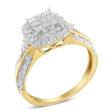 image of 10K Yellow Gold 1ct. TDW Diamond Composite Ring (H-I,SI1-SI2) - Choice of Size with sku:015503r700-luxcom