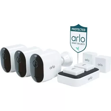 image of Arlo - Pro 4 Spotlight Camera Security Bundle - 3 Wire-Free Cameras Indoor/Outdoor 2K with Color Night Vision (12 pieces) - White with sku:bb21721561-bestbuy