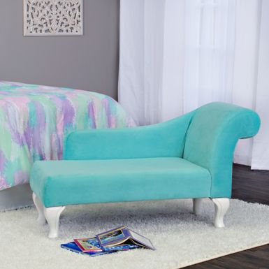 image of HomePop Juvenile Chaise Lounge in Aqua Turquoise Velvet - Aqua Turquoise velvet with sku:q9g4stpk14kuxpncq-tvdgstd8mu7mbs-kin-ovr