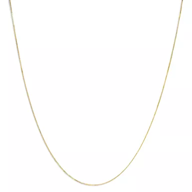 image of Solid 14K Yellow Gold 0.75mm Classic Box Chain Necklace. Unisex Chain - Choice of size with sku:021568cr86-luxcom