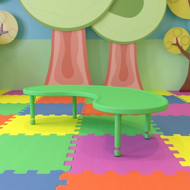 image of 35"Wx65"L Half-Moon Plastic Adjustable Activity Table-School Table for 8 - Green with sku:pjkvsnp0yvonseix4rdomwstd8mu7mbs-overstock