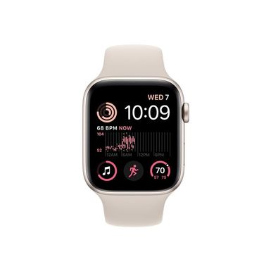 image of Apple Watch SE 2nd Generation (GPS) 44mm Aluminum Case with Starlight Sport Band - M/L - Starlight with sku:bb21207351-6340242-bestbuy-apple