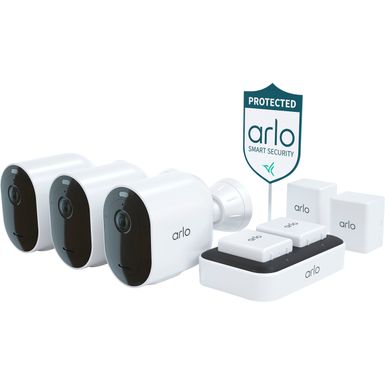 image of Arlo - Pro 4 Spotlight Camera Security Bundle - 3 Wire-Free Cameras Indoor/Outdoor 2K with Color Night Vision (12 pieces) - White with sku:bb21721561-6454736-bestbuy-arlo