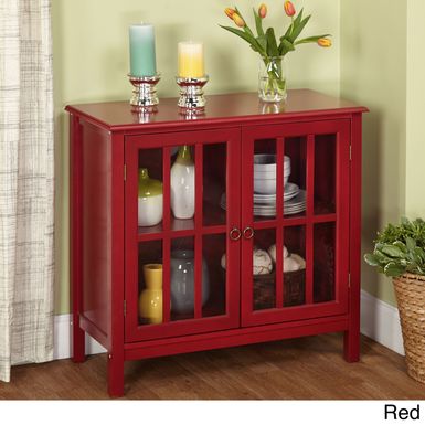Simple Living - Portland Glass Door Cabinet - Red