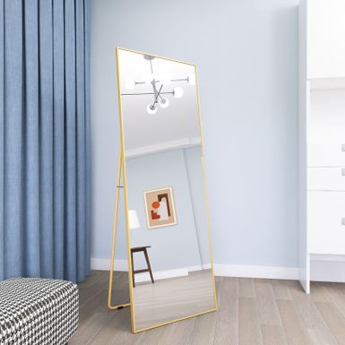 image of 65" x 24" Full Length Mirror Hanging Standing or Leaning - 65*24 - Gold with sku:mz3y7kb0ah-ohhmm1cwmpastd8mu7mbs--ovr