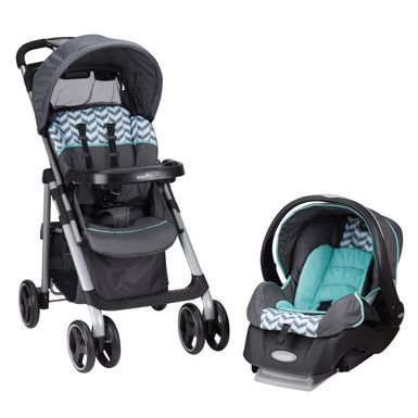 evenflo vive travel system with embrace spearmint spree