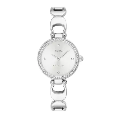 image of Coach - Ladies Park Silver-Tone Stainless Steel Crystal Bangle Watch Silver Dial with sku:14503170-powersales