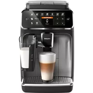 image of Philips 4300 Series Fully Automatic Espresso Machine with LatteGo Milk Frother, 8 Coffee Varieties - Black with sku:bb21734352-bestbuy