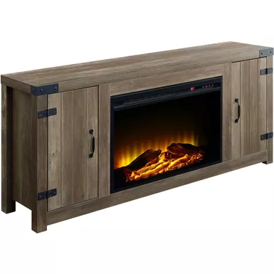 image of ACME Tobias Fireplace, Rustic Oak Finish with sku:ac00275-acmefurniture