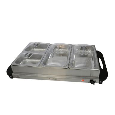image of MegaChef Buffet Server & Food Warmer with 3 Sectional Trays - Electric - 3 - Silver with sku:ol5z3wfxh2omb6ceydwxbastd8mu7mbs-overstock