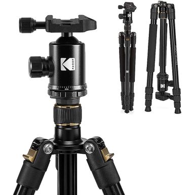 image of Kodak - Photo Gear 63" Tripod and Monopod with 360° Ball Head - Premium Professional 2-in-1 Aluminum Camera Stand - Black with sku:bb21938498-6491713-bestbuy-kodak