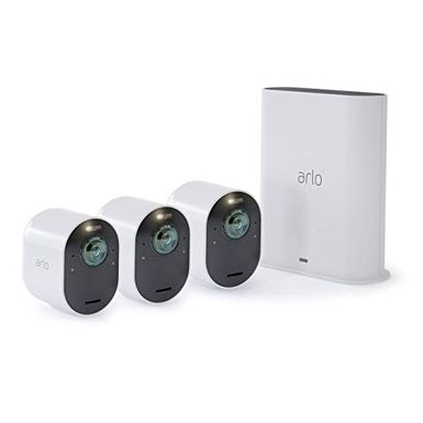 Arlo Ultra - 4K UHD Wire-Free Security 3 Camera System | Indoor/Outdoor Security Cameras with Color Night Vision, 180° View, 2-way...