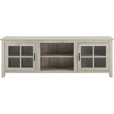 image of Walker Edison - 70" Farmhouse Glass Door TV Stand Console for Most TVs Up to 80" - Birch with sku:bb21526209-6407709-bestbuy-walkeredison