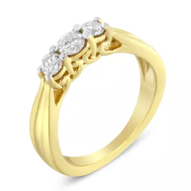 image of 10K Yellow Gold 1/2ct. TDW 3-stone Diamond Ring (J-K, I2-I3) Choice of size with sku:015458r800-luxcom
