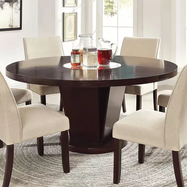 Contemporary Round Wood Dining Table in Espresso