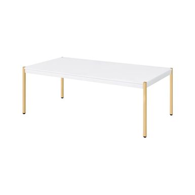 ACME Otrac Coffee Table, White & Gold Finish