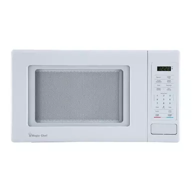 image of Magic Chef 0.9 cu. ft. White Countertop Microwave Oven with sku:mc99mw-magicchef