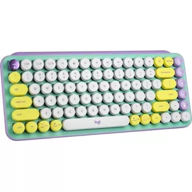 image of Logitech - POP Keys Wireless Mechanical Tactile Switch Keyboard for Windows/Mac with Customizable Emoji Keys - Daydream Mint (Purple) with sku:bb21882409-bestbuy