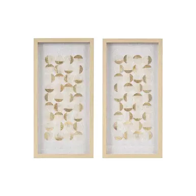 Aurelian Emblem Natural Capiz with Gold Foil 2-piece Shadowbox Wall Decor Set