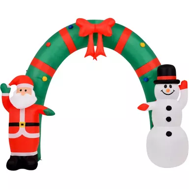 8ft Inflatable Candy Cane Arch w/ Santa & Snowman with Lights