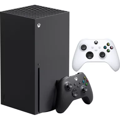 image of Xbox Series X 1TB Gaming Console & White Controller (Total of 2 Controllers Included) with sku:rrt-00001b-streamline