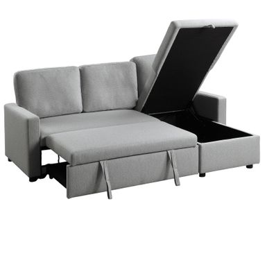 Mona Reversible Sectional Sofa Chaise with Pull-Out Bed - Light Gray