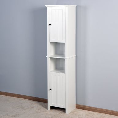 image of Bathroom Floor Storage Cabinet with 2 Doors and 6 Shelves - White with sku:8-9xig-cntdwsmby6kcptgstd8mu7mbs--ovr