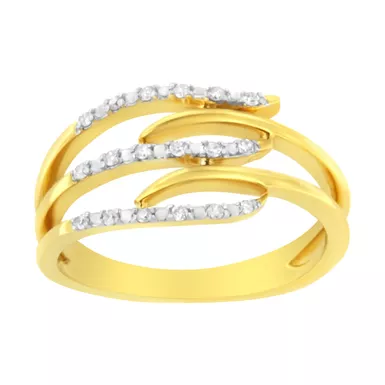 10K Yellow Gold Plated .925 Sterling Silver 1/10 Cttw Round-Cut Diamond Fashion Ring (I-J Color, I1-I2 Clarity) - Choice of size