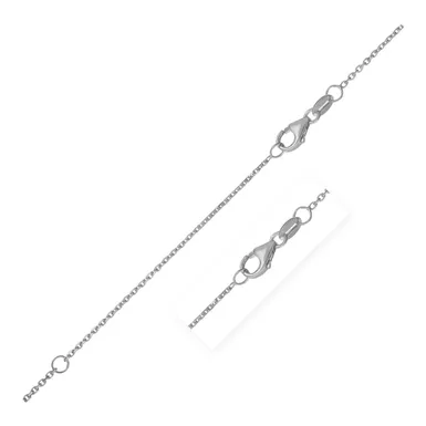 Double Extendable Diamond Cut Cable Chain in 14k White Gold (0.8mm) (18 Inch)