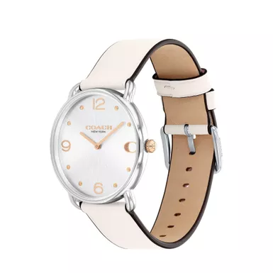 image of Coach - Ladies' Elliot Chalk White Leather Strap Silver Dial with sku:14504200-powersales