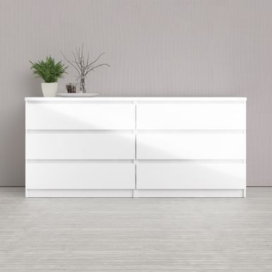 image of Porch & Den McKellingon 6-drawer Double Dresser - White High Gloss with sku:gqz3ctmdu0rueok6-er6vwstd8mu7mbs-overstock