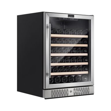 image of 24 in. Single Zone 52-Bottle Built-In and Freestanding Wine Cooler in Stainless Steel - Stainless Steel with sku:ypwu5f3wjxp2t4gqebjxzastd8mu7mbs-overstock