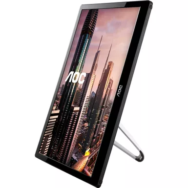 image of AOC - E1659FWU 15.6" USB-3.0 Portable LED HD Monitor (USB) - Glossy piano black with sku:bb19427274-bestbuy
