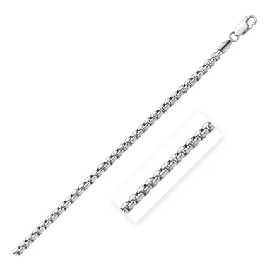 4.4mm Sterling Silver Rhodium Plated Round Box Chain (22 Inch)