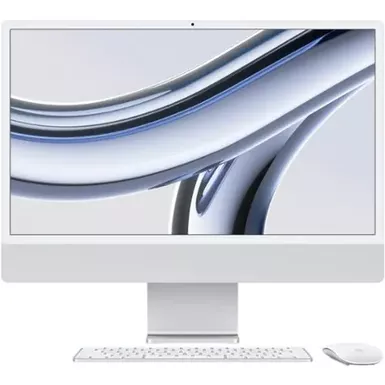 image of Apple iMac 24" with Retina 4.5K Display, M3 Chip, Late 2023 - 8GB - 8-Core / 8-Core - Silver - 256GB SSD with sku:bb22093741-bestbuy