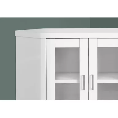 TV Stand/ 42 Inch/ Console/ Media Entertainment Center/ Storage Cabinet/ Living Room/ Bedroom/ Laminate/ Tempered Glass/ White/ Contemporary/ Modern
