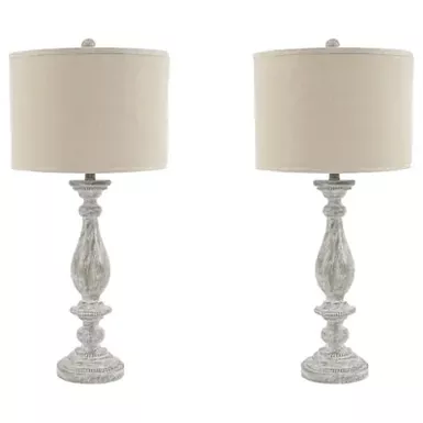 image of Whitewash Bernadate Poly Table Lamp (2/CN) with sku:l235344-ashley