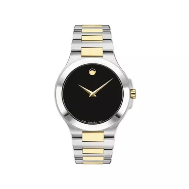 image of Movado - Mens Corporate Exclusive Two-Tone Stainless Steel Watch Black Dial with sku:0606907-powersales