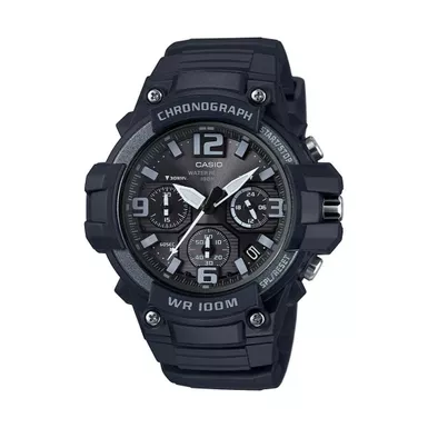 Casio - Mens Classic Chronograph Analog Resin Watch Black