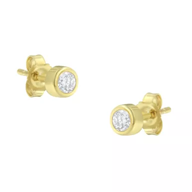 10K Yellow Gold 1/5ct. TDW Diamond Bezel Stud Earrings (H-I,SI2-I1)