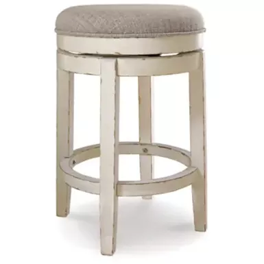 image of Chipped White Realyn Upholstered Swivel Stool (1/CN) with sku:d743-024-ashley