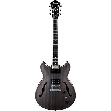 Ibanez Artcore Series AS53 Hollow-Body Electric Guitar, Bound Rosewood Fretboard, Transparent Black Flat