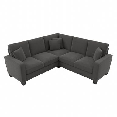 Stockton 86W L Shaped Sectional Couch by Bush Furniture - Cream Herringbone