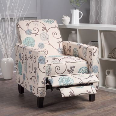 image of Darvis Floral Fabric Recliner Club Chair by Christopher Knight Home - White/Blue Floral Pattern with sku:xmtkuflf5o00b-0lvwknkqstd8mu7mbs-chr-ovr