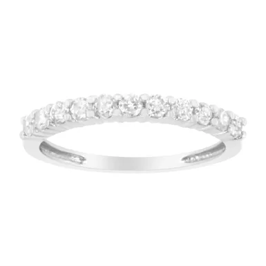 .925 Sterling Silver 1/2 cttw Shared Prong-Set Brilliant Round-cut Diamond 11 Stone Band Ring (I-J Color, SI2-I1 Clarity) - Choice of size