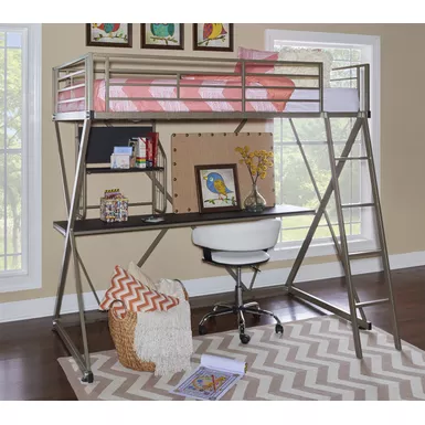 image of Jasmine Student Loft Bed Pewter with sku:pfxs1590-linon
