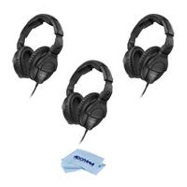 image of Sennheiser 3 Pack HD 280 PRO Closed Around-the-Ear Monitoring Headphones - With Microfiber Cloth with sku:senhd280pro3-adorama