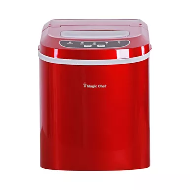 image of Magic Chef 27 lb. Red Countertop Ice Maker with sku:mcim22r-magicchef