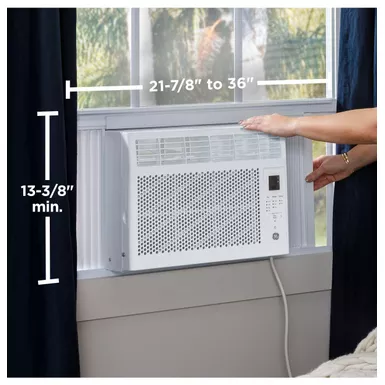 image of GE - 250 Sq. Ft. 6,000 BTU Window Air Conditioner with Remote - White with sku:bb21423755-bestbuy